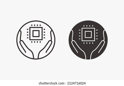 Circuit chip vector icon isolated on white background for graphic and web design.