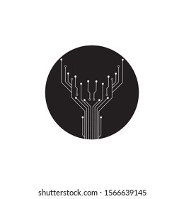 circuit in the circle icon.technology logo design template symbol icon vector-vector