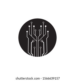 circuit in the circle icon.technology logo design template symbol icon vector-vector