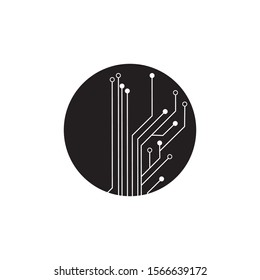 circuit in the circle icon.technology logo design template symbol icon vector-vector