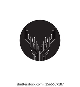 circuit in the circle icon.technology logo design template symbol icon vector-vector