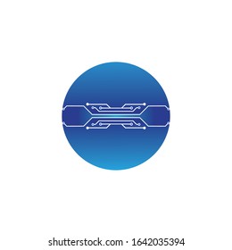 circuit in the circle icon.technology logo design template symbol icon vector-vector