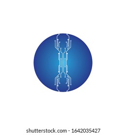 circuit in the circle icon.technology logo design template symbol icon vector-vector