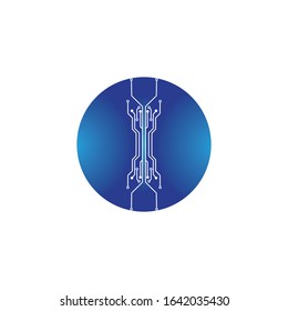 circuit in the circle icon.technology logo design template symbol icon vector-vector