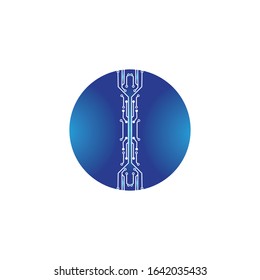 circuit in the circle icon.technology logo design template symbol icon vector-vector