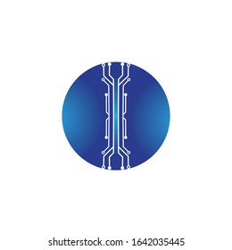 circuit in the circle icon.technology logo design template symbol icon vector-vector