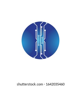 circuit in the circle icon.technology logo design template symbol icon vector-vector