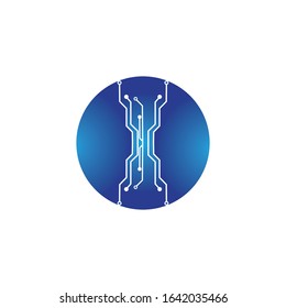circuit in the circle icon.technology logo design template symbol icon vector-vector