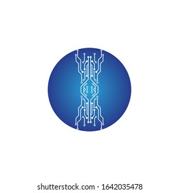 circuit in the circle icon.technology logo design template symbol icon vector-vector
