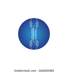 circuit in the circle icon.technology logo design template symbol icon vector-vector