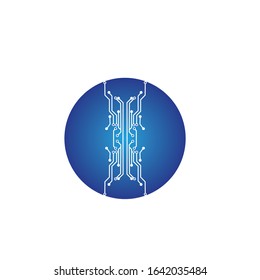 circuit in the circle icon.technology logo design template symbol icon vector-vector