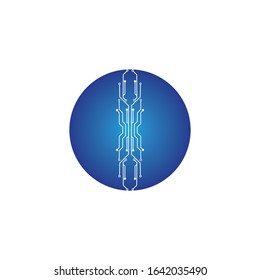 circuit in the circle icon.technology logo design template symbol icon vector-vector