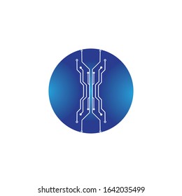 circuit in the circle icon.technology logo design template symbol icon vector-vector
