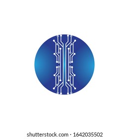 circuit in the circle icon.technology logo design template symbol icon vector-vector