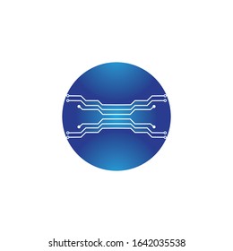 circuit in the circle icon.technology logo design template symbol icon vector-vector