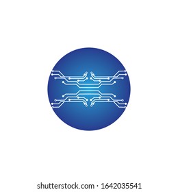 circuit in the circle icon.technology logo design template symbol icon vector-vector