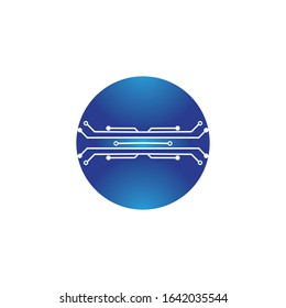 circuit in the circle icon.technology logo design template symbol icon vector-vector