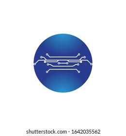 circuit in the circle icon.technology logo design template symbol icon vector-vector