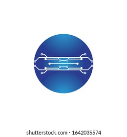 circuit in the circle icon.technology logo design template symbol icon vector-vector