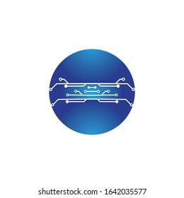 circuit in the circle icon.technology logo design template symbol icon vector-vector