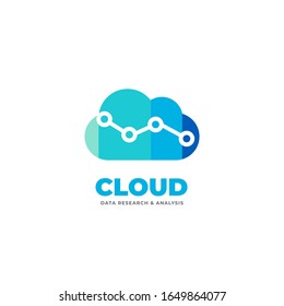 Circuit cloud, digital information network, computer science vector logo - icon design