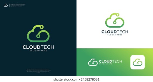 Circuit cloud tech logo design template.