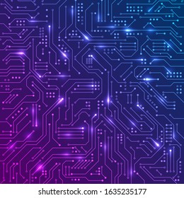 Circuit Communication. Abstract Technology Illustration. Blue Data Background. Vector