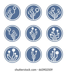 Circuit. Communication. Connection. Set of technology elements. 