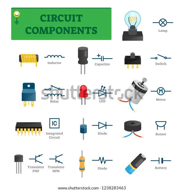 Circuit Components Vector Illustration List With Electric Technology