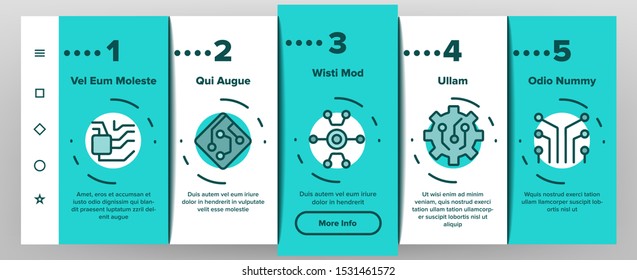 Circuit Computer Chip Onboarding Mobile App Page Screen Vector Thin Line. Different Electronic Circuit And Electronic Module, Processor And Micro-scheme Pictograms. Contour Illustrations