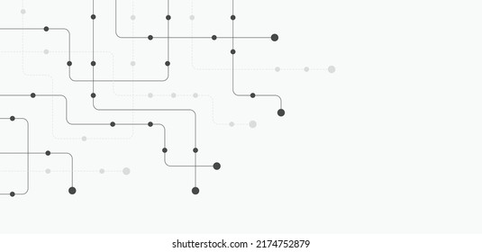 Circuit connect lines and dots. Network technology and Connection concept. Decentralized network nodes connections