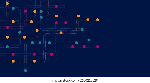 Circuit connect lines and dots. Network technology and Connection concept. Decentralized network nodes connections