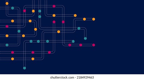 Circuit connect lines and dots. Network technology and Connection concept. Decentralized network nodes connections