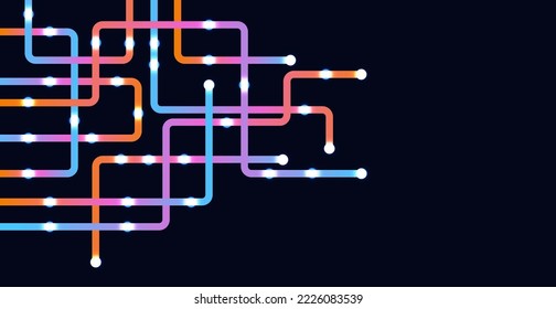 Circuit connect lines and dots. Network technology and Connection concept. Decentralized network nodes connections