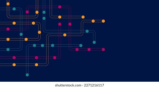 Circuit connect lines and dots. Network technology and Connection concept. Decentralized network nodes connections
