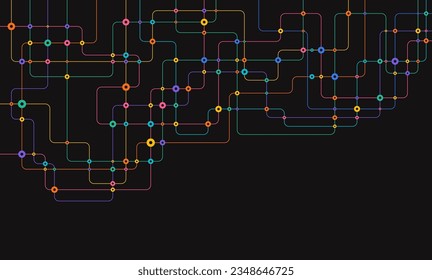 Circuit connect lines and dots. Network technology and Connection concept. Decentralized network nodes connections