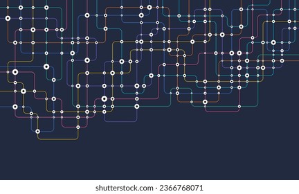 Circuit connect lines and dots. Network technology and Connection concept. Decentralized network nodes connections