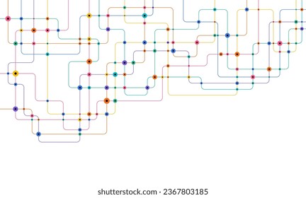 Circuit connect lines and dots. Network technology and Connection concept. Decentralized network nodes connections
