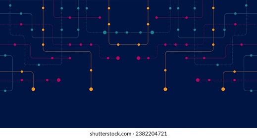 Circuit connect lines and dots. Network technology and Connection concept. Decentralized network nodes connections