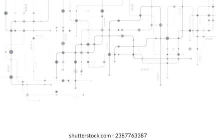 Circuit connect lines and dots. Network technology and Connection concept. Decentralized network nodes connections