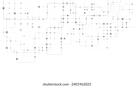 Circuit connect lines and dots. Network technology and Connection concept. Decentralized network nodes connections