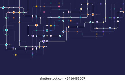 Circuit connect lines and dots. Network technology and Connection concept. Decentralized network nodes connections
