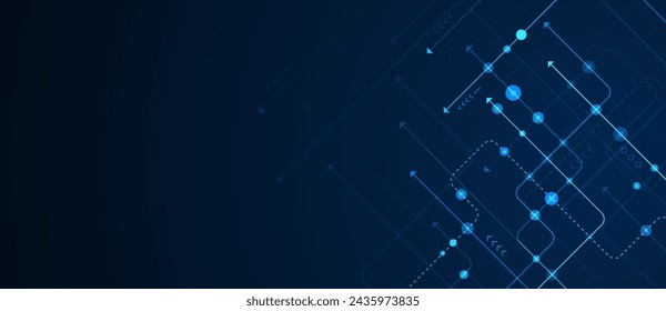 Circuit connect lines and dots. Network technology and Connection concept. Decentralized network nodes connections