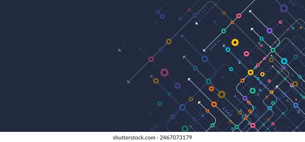 Circuit connect lines and dots. Network technology and Connection concept. Decentralized network nodes connections