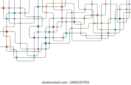 Circuit connect lines and dots. Network technology and Connection concept. Decentralized network nodes connections