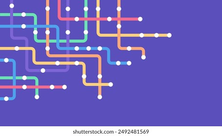 Circuito conecte líneas y puntos. Tecnología de red y concepto de conexión. Conexiones de nodos de red descentralizadas