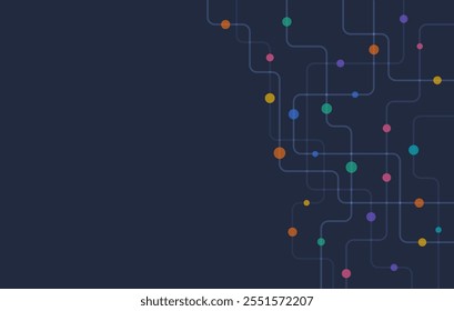 Circuit connect lines and dots. Network technology and Connection concept. Decentralized network nodes connections