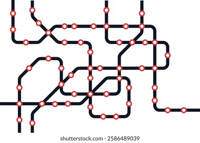 Circuit connect lines and dots. Network technology and Connection concept. Decentralized network nodes connections. City metro transportation scheme