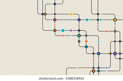 Circuit connect lines and dots. Network technology and Connection concept. Decentralized network nodes connections