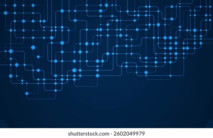 Circuit connect lines and dots. Network technology and Connection concept. Decentralized network nodes connections